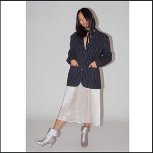 Black stripe cotton, box cut blazer, from Horses Atelier